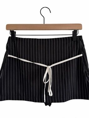 shein pinstripe high-waist mini skort